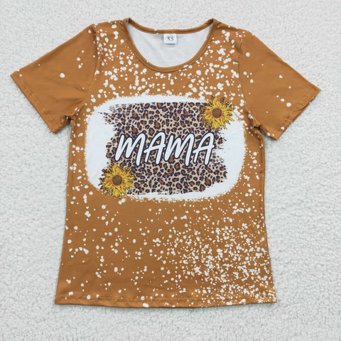 Adult mama sunflower leopard t shirt