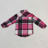 Plaid pattern little girls cotton flannel shirt