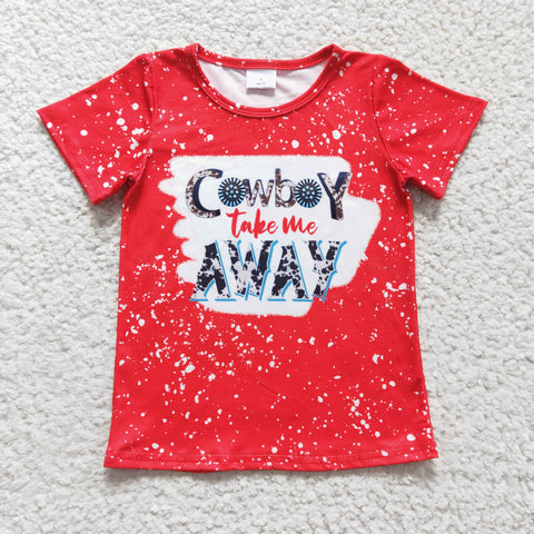 Cowboy take me away girl red t-shirt