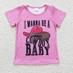 Cowboy baby pink t shirt