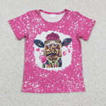 Cow pink heart pink little girls t shirt