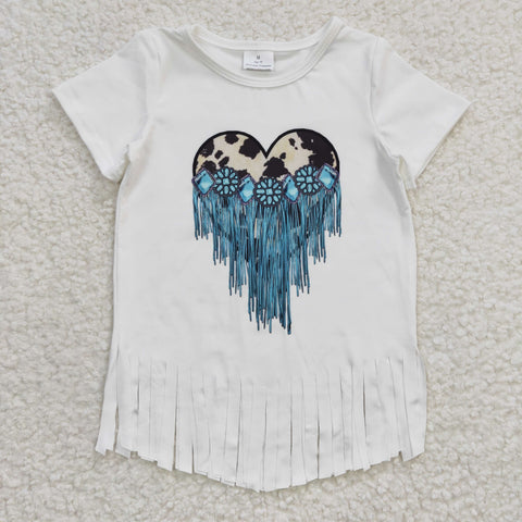 Baby heart fringe shirt for baby girls