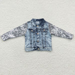 Newest kids girl sequined sleeve denim jacket