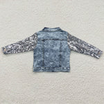 Newest kids girl sequined sleeve denim jacket