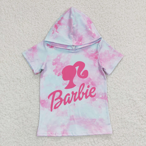 Little girl barbie hoodie pink t shirt