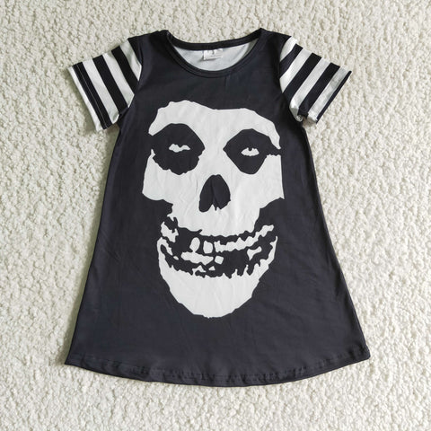 GSD0137 Little Girl Black Skull Print Short Sleeve Girl Dresses-promotion 2024.8.17