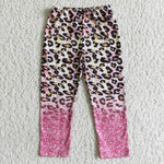 Kids Pink Gradient Leopard Long Pants