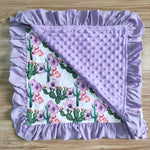 Purple Cactus Print Baby Ruffle Blankets