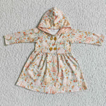 Floral Pumpkin Hoodie Dress Baby Girls Fall Cardigan