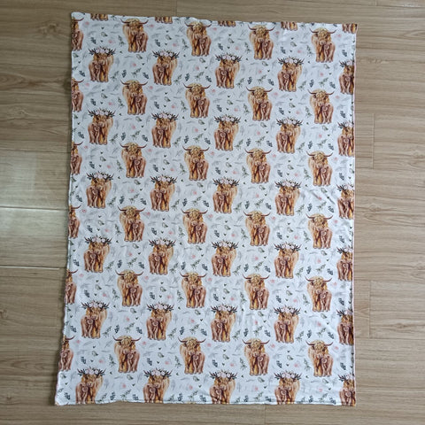 White Blanket With Cow Print Baby Blanket