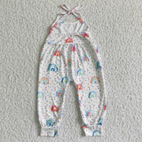 Rainbow Polka Dot Girls Summer Jumpsuit