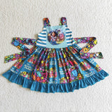 GSD0017 Girl Blue Screen Girl Patchwork Strappy Dress-promotion 2025.3.1