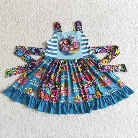 GSD0017. Girl Blue Screen Girl Patchwork Strappy Dress-promotion 2024.1.6