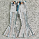 Stripe Denim Pants Children Jeans For Girl