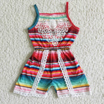 Serape Sleeveless Lace Baby Girls Stripe Summer Jumpsuit