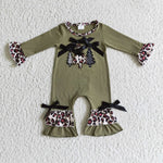 Christmas tree embroidered baby leopard romper