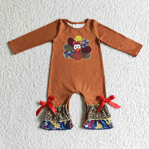 Brown thanksgiving day baby turkey infants toddler rompers