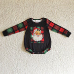 Santa claus plaid print christmas baby rompers infants toddler clothing