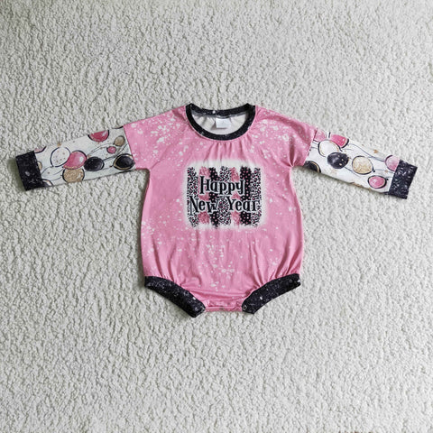 Newborn pink toddlers baby leopard rompers happy new year clothing