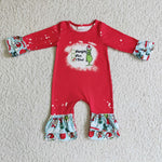 Sassy ruffle sleeve kids red toddler newborn christmas rompers