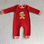 Red ginger baby boys christmas infants embroidered rompers