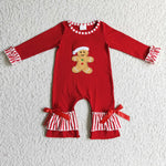 Red ginger baby embroidered newborn christmas rompers