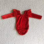 Red flutter baby christmas toddlers kids velvet rompers