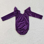 Flutter long sleeve purple infants velvet rompers