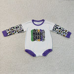 Mardi gras purple newborn leopard romper