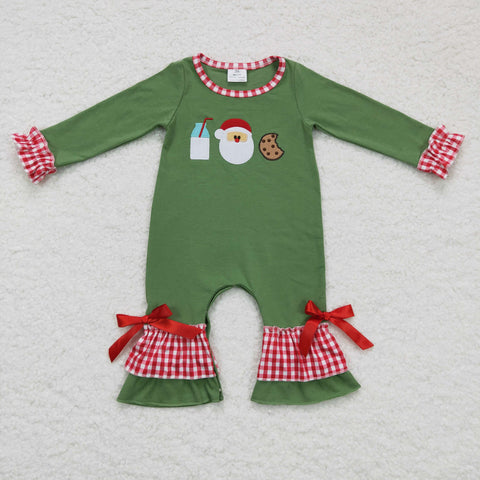 Green infants embroidered toddler newborn christmas rompers