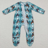 Western cowboys aztec pattern infants coverall footed romper