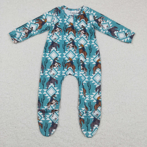 Western cowboys aztec pattern infants coverall footed romper