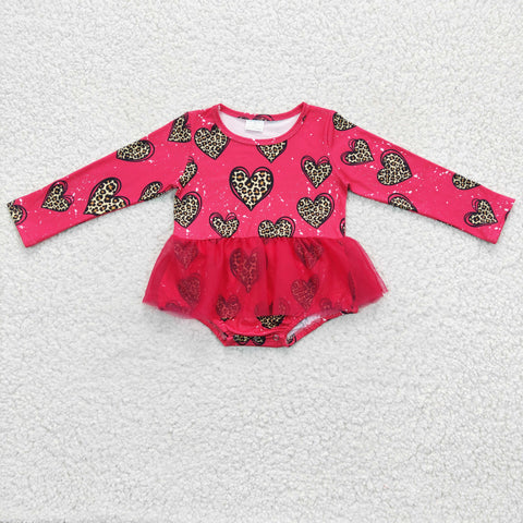 Hot pink infants leopard clothes newborn valentine's rompers