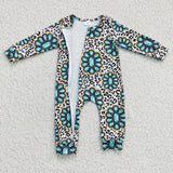 Gem zipper kids infants leopard romper