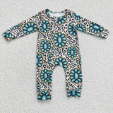 Gem zipper kids infants leopard romper