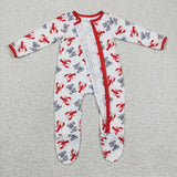 Coverall zipper footed crawfish baby romper