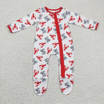 Coverall zipper footed crawfish baby romper