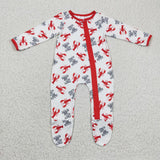 Coverall zipper footed crawfish baby romper