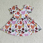 A11-24 Baby Girl Cute Cartoon Print Short Sleeve Girls Summer Twirl Dresses-promotion 2024.6.8