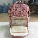 Little Kids Cute Pink Highland Cow Print Backpack