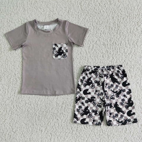 BSSO0054 Cool Grey Motorcycle Shorts Boy Summer Outfits-promotion 2024.4.13
