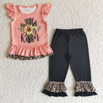 EC0003 Easter Girl Pink Cross Short Sleeve Leopard Pant Outfit-promotion 2024.1.27