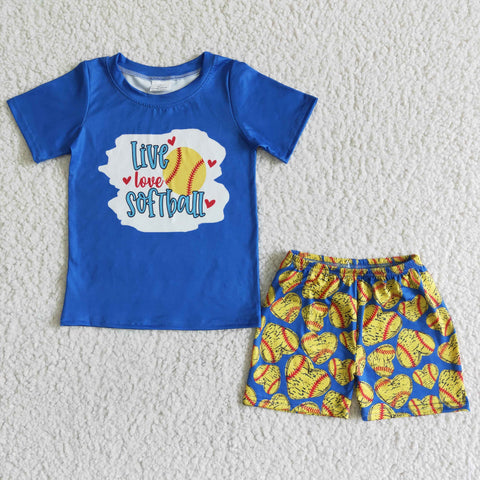 BSSO0020 Blue Love Softball Baby Boy Summer Outfit-promotion 2024.5.18