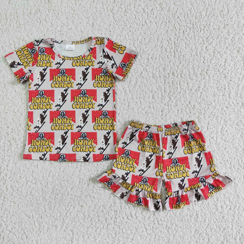 GSSO0119 Girls Cow Print Monogram Print Short Sleeve Outfit-promotion 2024.5.18