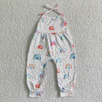 Rainbow Polka Dot Girls Summer Jumpsuit