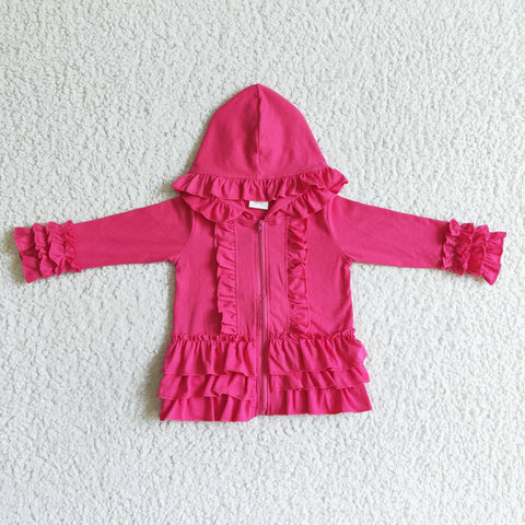 Girl Rose Pink Ruffle Long Sleeve Hoodie Girl's Clothes