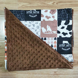 Hello Cattle Brown Polka Dots Baby Blankets