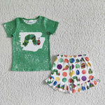 GSSO0108 Green Cartoon Cute Girls Summer Shorts Outfits-promotion 2024.5.18