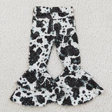 Cow print bell bottom little girls jeans