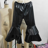 Kids black stretchy pants girls leather pants